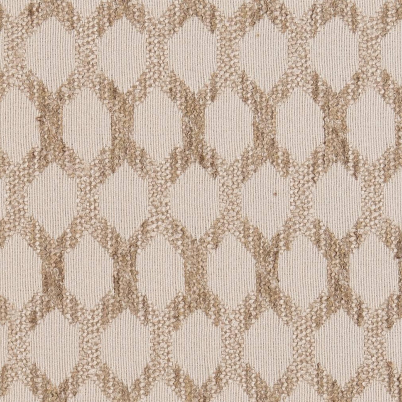 Natural Brown Made in America Abstract Geometric Woven Pattern Upholstery Fabric by The Yard - SKU: Nixon Cream